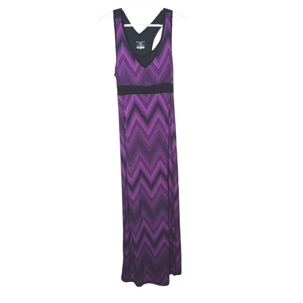 Tek Gear Drytek Maxi Dress Size M Purple & Black Chevron Built in Bra Stretchy